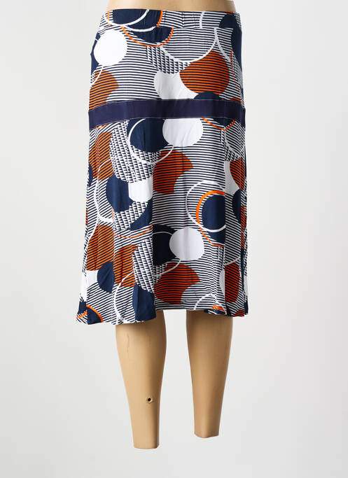Jupe mi-longue stretch bleu GUY DUBOUIS femme