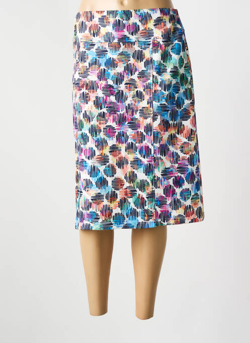 Jupe mi-longue stretch bleu GUY DUBOUIS femme