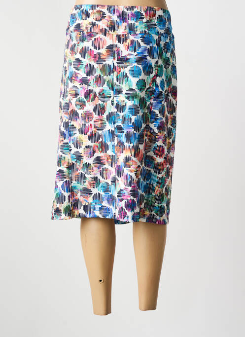 Jupe mi-longue stretch bleu GUY DUBOUIS femme