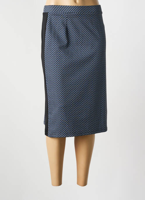 Jupe mi-longue stretch bleu GUY DUBOUIS femme