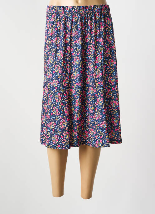 Jupe mi-longue stretch bleu GUY DUBOUIS femme