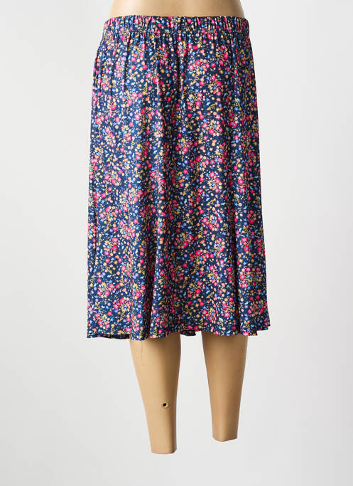 Jupe mi-longue stretch bleu GUY DUBOUIS femme