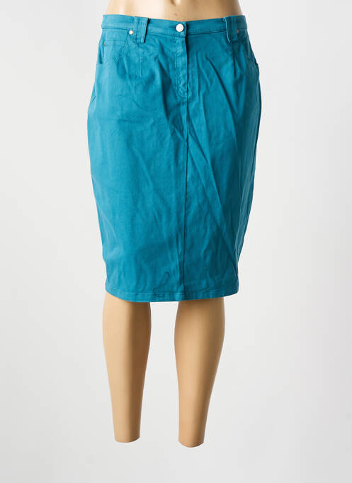 Jupe mi-longue stretch bleu GUY DUBOUIS femme