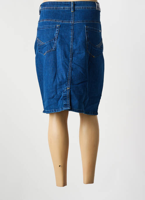 Jupe mi-longue stretch bleu QUATRE VINGT JOURS femme