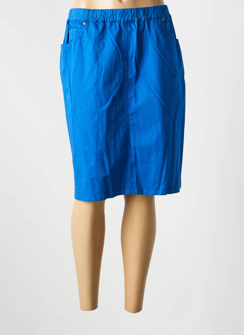 Jupe mi-longue stretch bleu GUY DUBOUIS femme