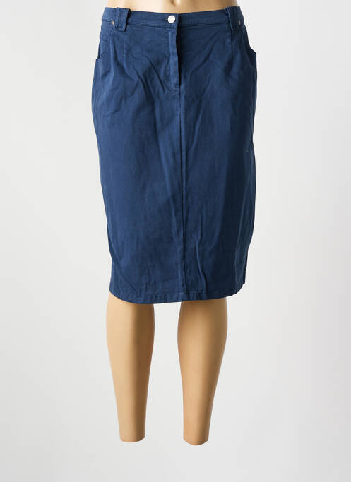 Jupe mi-longue stretch bleu GUY DUBOUIS femme