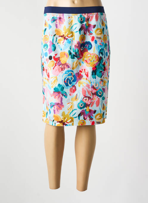 Jupe mi-longue stretch bleu GUY DUBOUIS femme