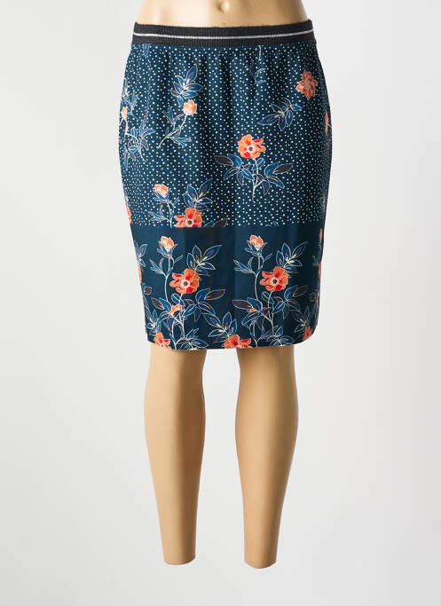 Jupe mi-longue stretch bleu GUY DUBOUIS femme