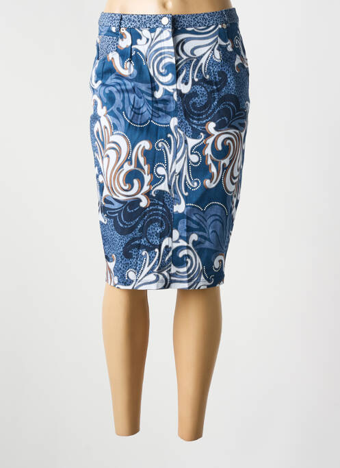 Jupe mi-longue stretch bleu GUY DUBOUIS femme