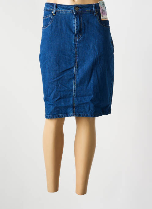 Jupe mi-longue bleu QUATRE VINGT JOURS femme