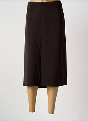 Jupe mi-longue taille à pinces marron GUY DUBOUIS femme