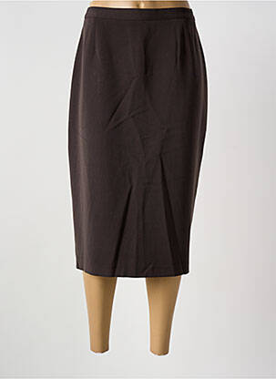 Jupe mi-longue taille à pinces marron GUY DUBOUIS femme
