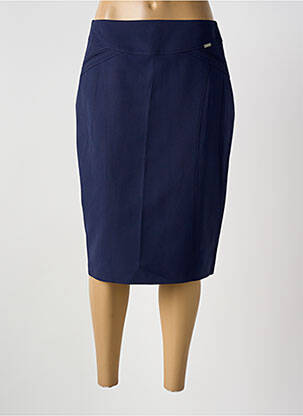 Jupe mi-longue taille à pinces bleu GUY DUBOUIS femme