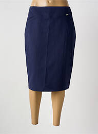 Jupe mi-longue taille à pinces bleu GUY DUBOUIS femme