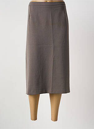 Jupe mi-longue taille haute marron GUY DUBOUIS femme