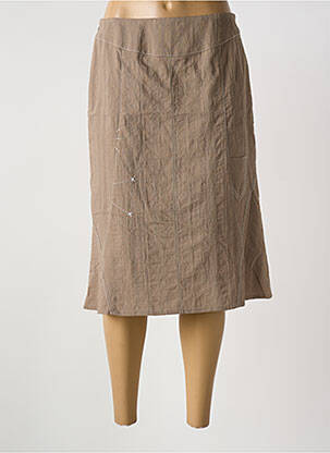 Jupe mi-longue taille haute marron GUY DUBOUIS femme