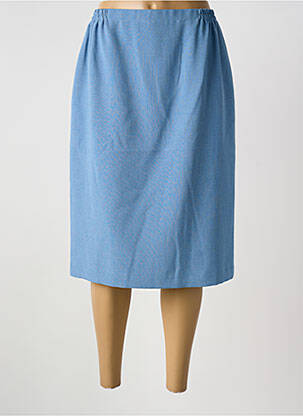 Jupe mi-longue coupe droite bleu GUY DUBOUIS femme