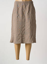 Jupe mi-longue taille haute marron GUY DUBOUIS femme