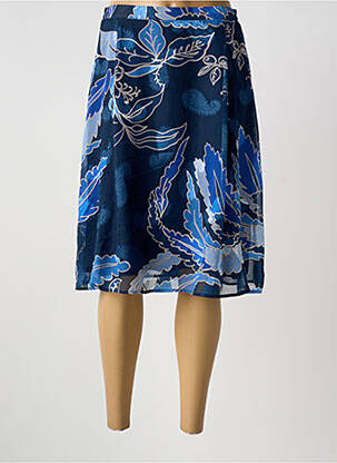 Jupe mi-longue taille à pinces bleu GREGORY PAT femme