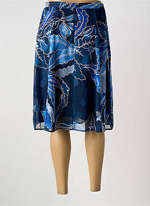 Jupe mi-longue taille à pinces bleu GREGORY PAT femme
