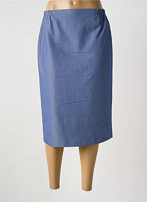 Jupe mi-longue taille haute bleu GUY DUBOUIS femme