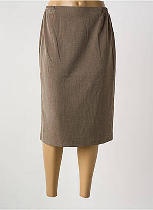 Jupe mi-longue taille haute marron GUY DUBOUIS femme