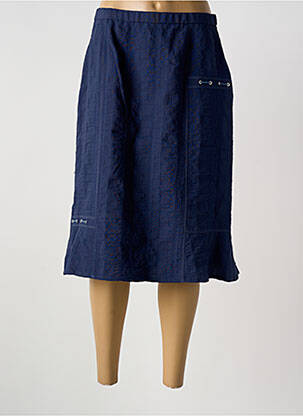 Jupe mi-longue taille haute bleu GUY DUBOUIS femme