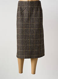 Jupe mi-longue taille à pinces marron GUY DUBOUIS femme