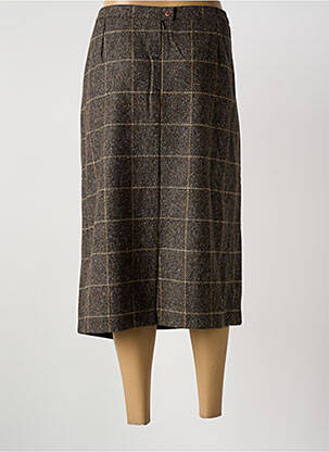 Jupe mi-longue taille à pinces marron GUY DUBOUIS femme