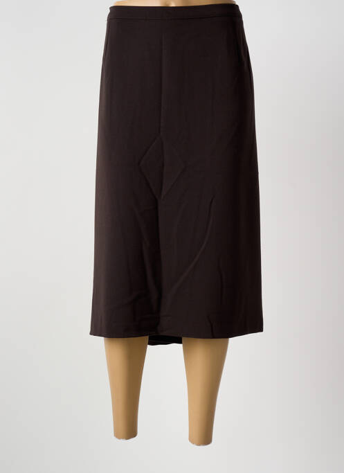 Jupe mi-longue taille à pinces marron GUY DUBOUIS femme
