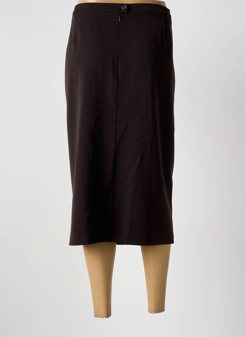 Jupe mi-longue taille à pinces marron GUY DUBOUIS femme