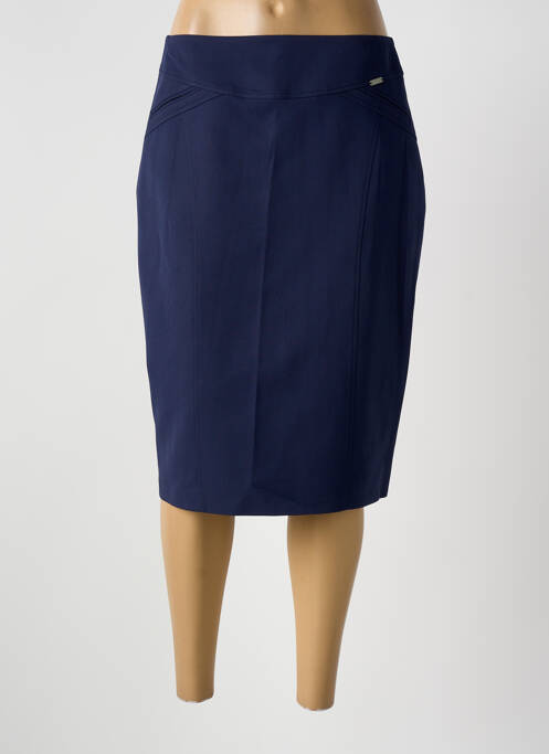Jupe mi-longue taille à pinces bleu GUY DUBOUIS femme