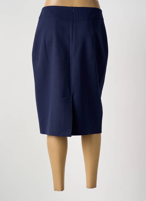 Jupe mi-longue taille à pinces bleu GUY DUBOUIS femme