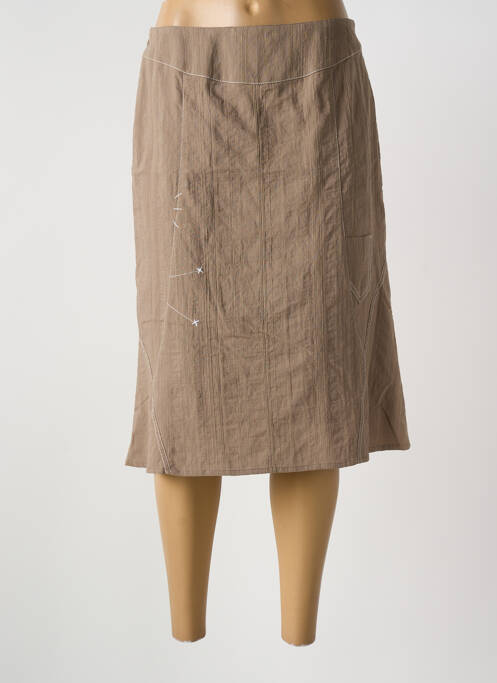 Jupe mi-longue taille haute marron GUY DUBOUIS femme