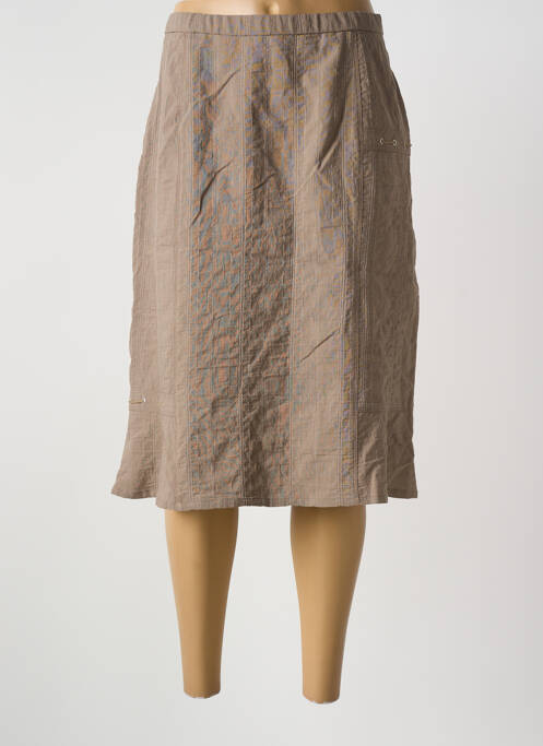 Jupe mi-longue taille haute marron GUY DUBOUIS femme