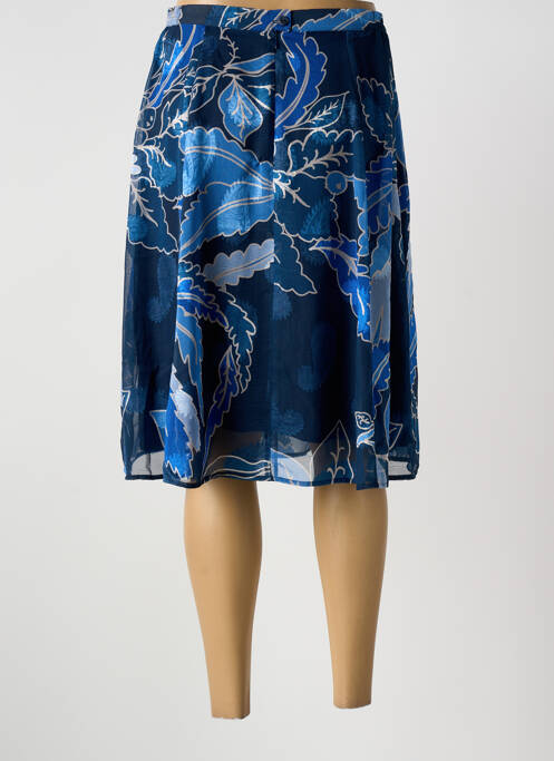 Jupe mi-longue taille à pinces bleu GREGORY PAT femme