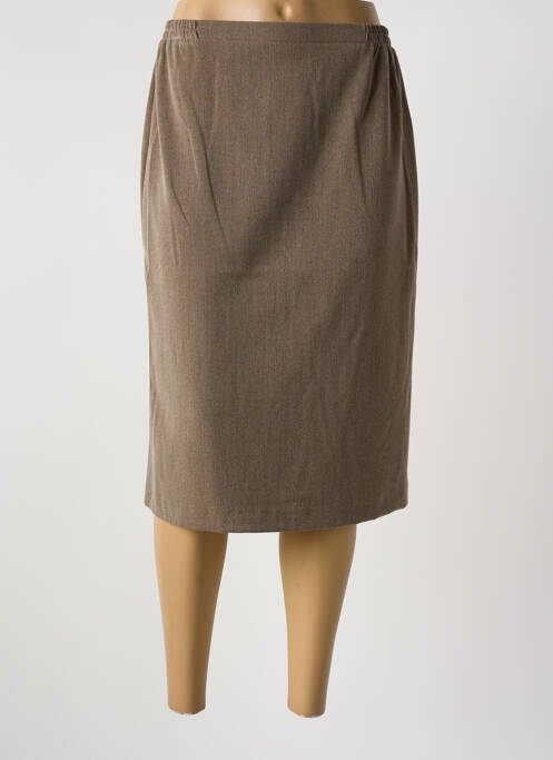 Jupe mi-longue taille haute marron GUY DUBOUIS femme
