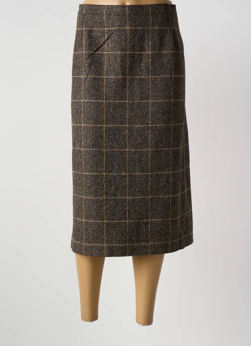 Jupe mi-longue taille à pinces marron GUY DUBOUIS femme