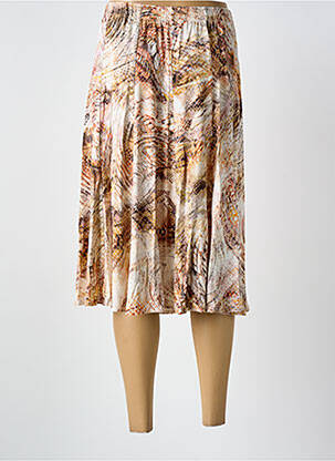 Jupe mi-longue coupe droite marron GRIFFON femme