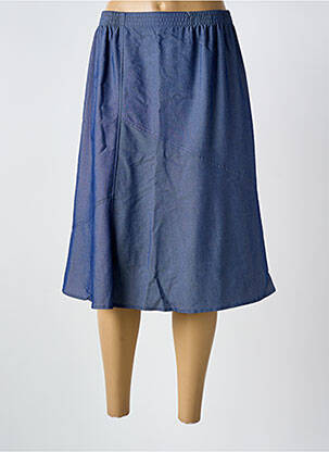 Jupe mi-longue coupe droite bleu GRIFFON femme