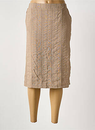Jupe mi-longue coupe droite beige GRIFFON femme