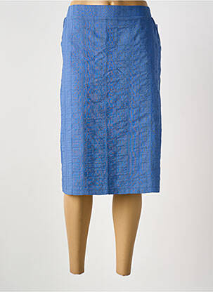 Jupe mi-longue coupe droite bleu GRIFFON femme