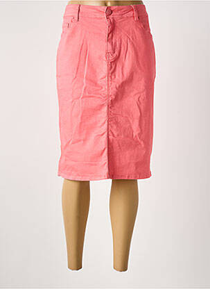 Jupe mi-longue coupe droite rose GRIFFON femme