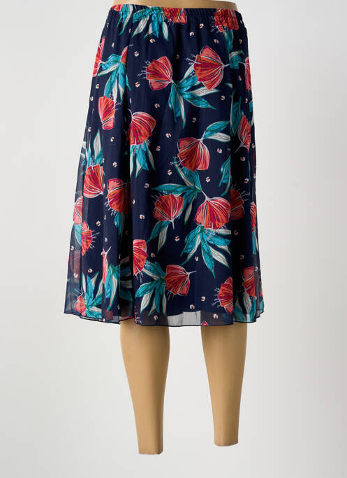 Jupe mi-longue coupe droite bleu GRIFFON femme