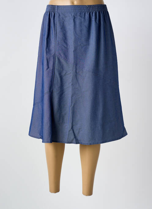 Jupe mi-longue coupe droite bleu GRIFFON femme