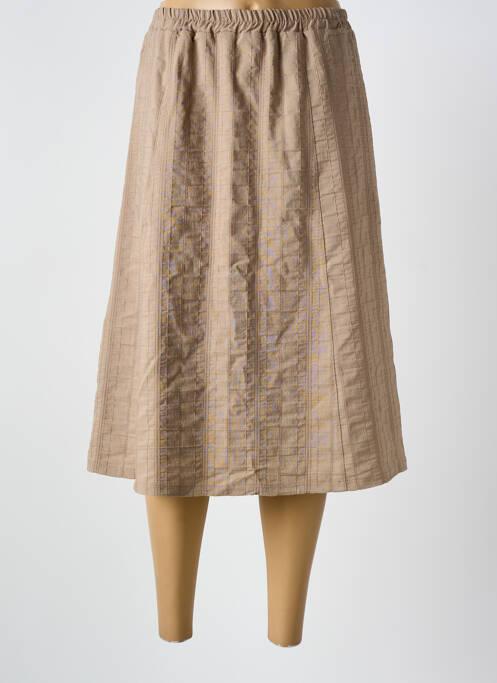 Jupe mi-longue coupe droite marron GRIFFON femme