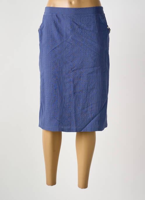 Jupe mi-longue coupe droite bleu clair GRIFFON femme