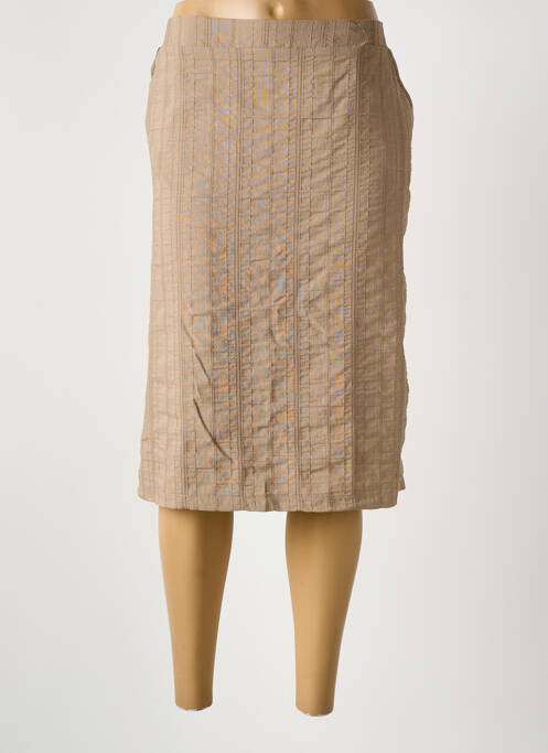 Jupe mi-longue coupe droite beige GRIFFON femme