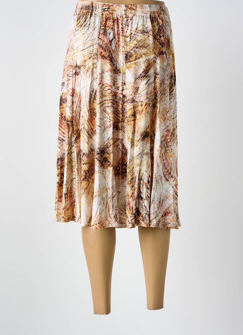 Jupe mi-longue coupe droite marron GRIFFON femme