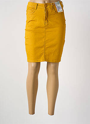 Jupe mi-longue taille normale jaune QUATRE VINGT JOURS femme